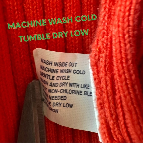 Vintage Gap Orange Ribbed Turtleneck Sweater Long Sleeve Chunky Knit Size L - Picture 5 of 6